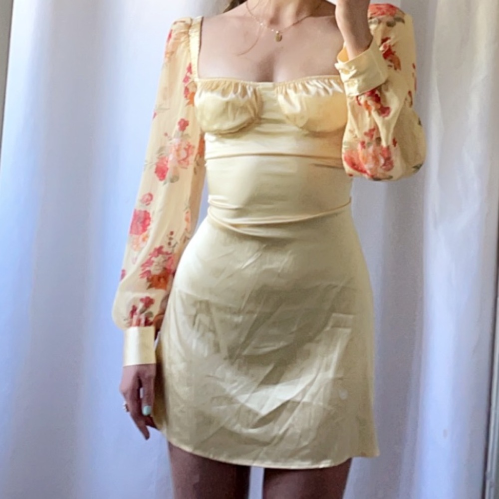 danielle bernstein/weworewhat yellow long sleeve dress